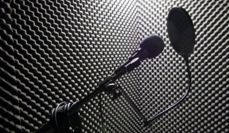 microphone in sound studio. 