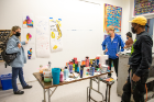 UB Arts Collaboratory and the Center for the Arts opened studios, rehearsal spaces and classroom doors in October 2021 for their "Arts in the Open" event. Students spoke about their work with visitors from UB and the community. Photographer: Meredith Forrest Kulwicki
