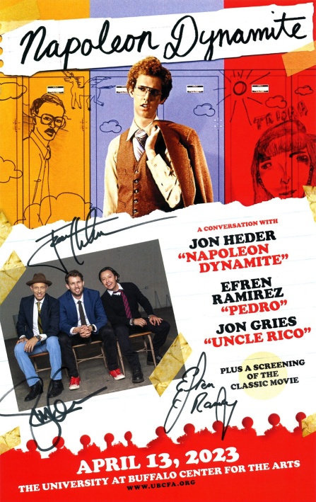 poster for napoleon dynamite with images of actors sitting on a couch.