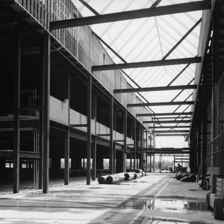 interior of cfa atrium during construction.