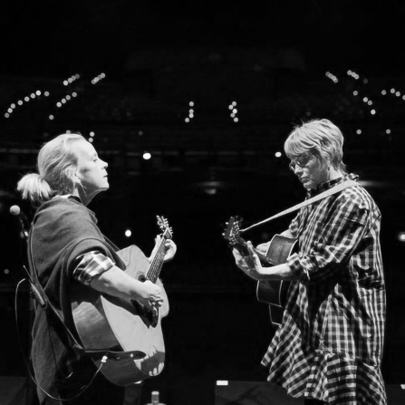 mary chapin carpenter and shawn colvin performing on stage.
