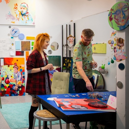 students in an art studio during art in the open.