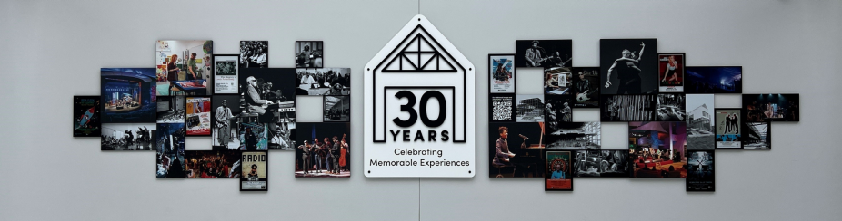 cfa 30 year anniversary mural in the atrium.