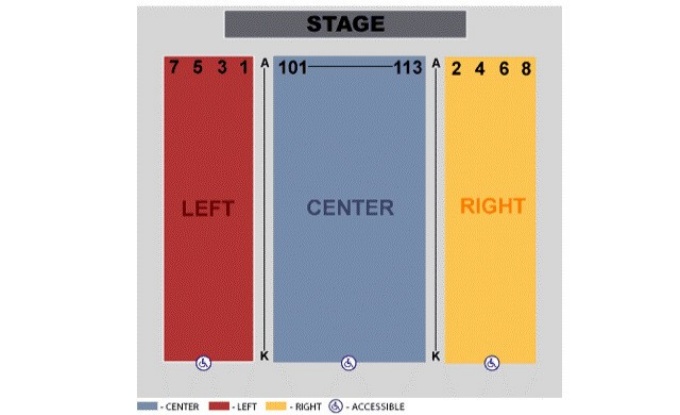 Diagram of the Screening Room seating. 