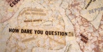 Collage of random phrases on neutral texture background. 