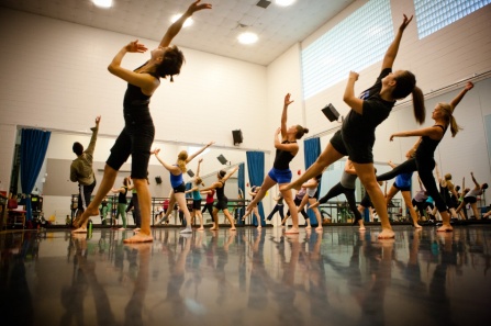 Dancers in a studio. 