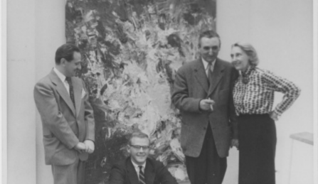 Norman Carton, David Anderson, Michel Tapié, and Martha Jackson at the Martha Jackson Gallery, 1957. 