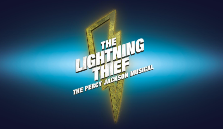 A golden lightning bolt behind the title "The Lightning Thief". 