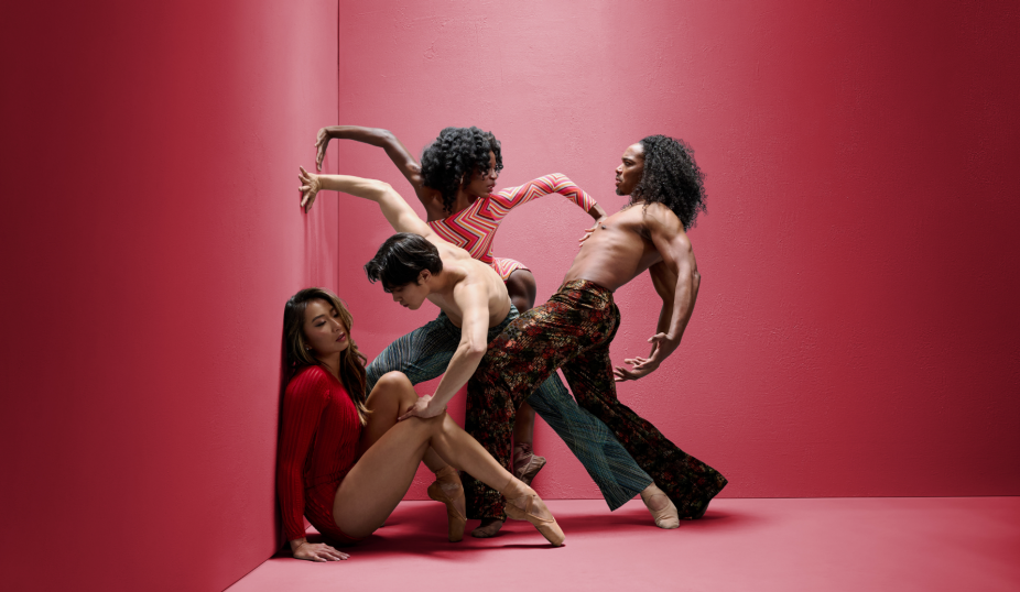 members of complexions dancing in a corner of a room. 