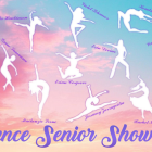 silhouettes of dance seniors with their name in the sky. 