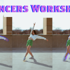 3 duplicate images of student dancer outside. 