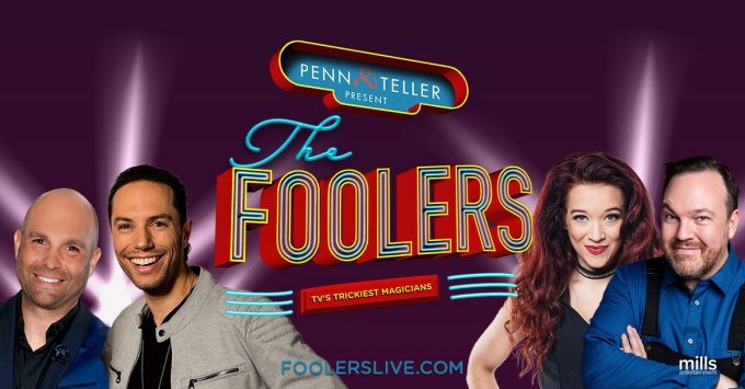 the foolers logo next to headshots of magician performers. 