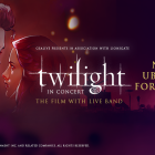 drawing of edward and bella looking at each other behind a group of musicians. 