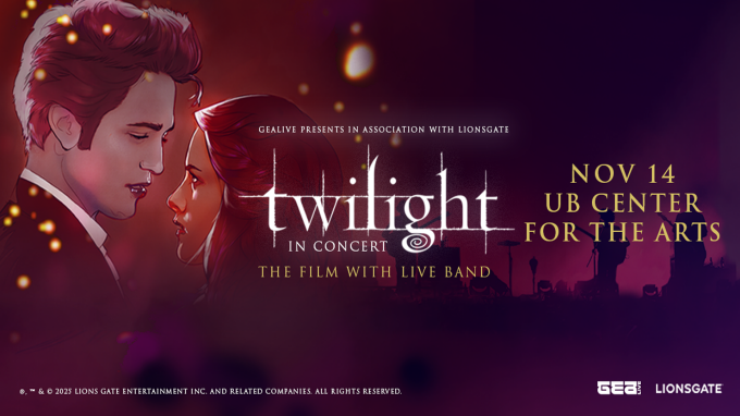 drawing of edward and bella looking at each other behind a group of musicians. 