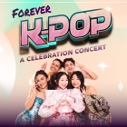 members of forever k-pop giving peace signs and making hearts with their hands. 