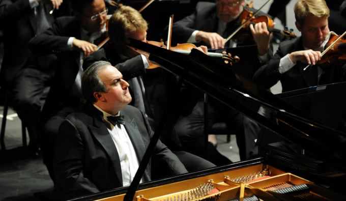 bronfman performing with orchestra. 