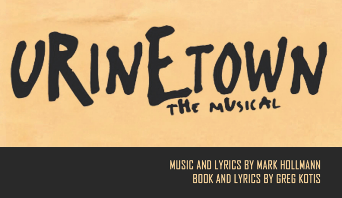messy text spelling out urinetown the musical. 