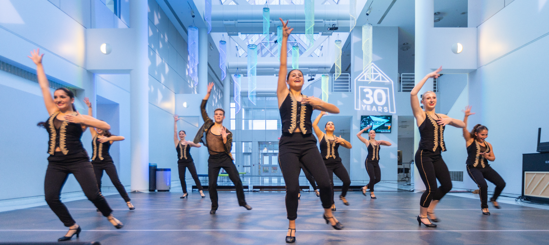 UB dance students performing in the atrium during Art in the Open.