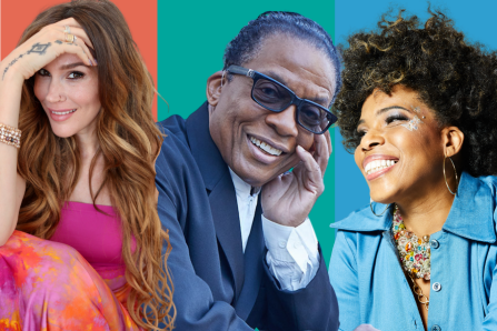 portraits of joss stone, herbie hancock, and macy gray. 